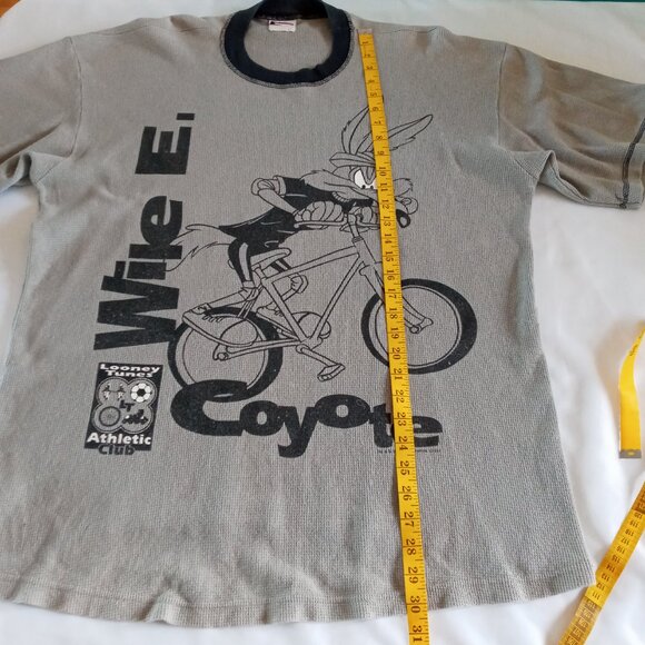 Vintage 90S Wile E. coyote grey/black ringer Tee Size Large - Picture 8 of 9